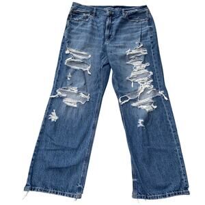 American Eagle Jeans Women 14 Blue Ex Boyfriend Comfort Stretch Waistband Denim